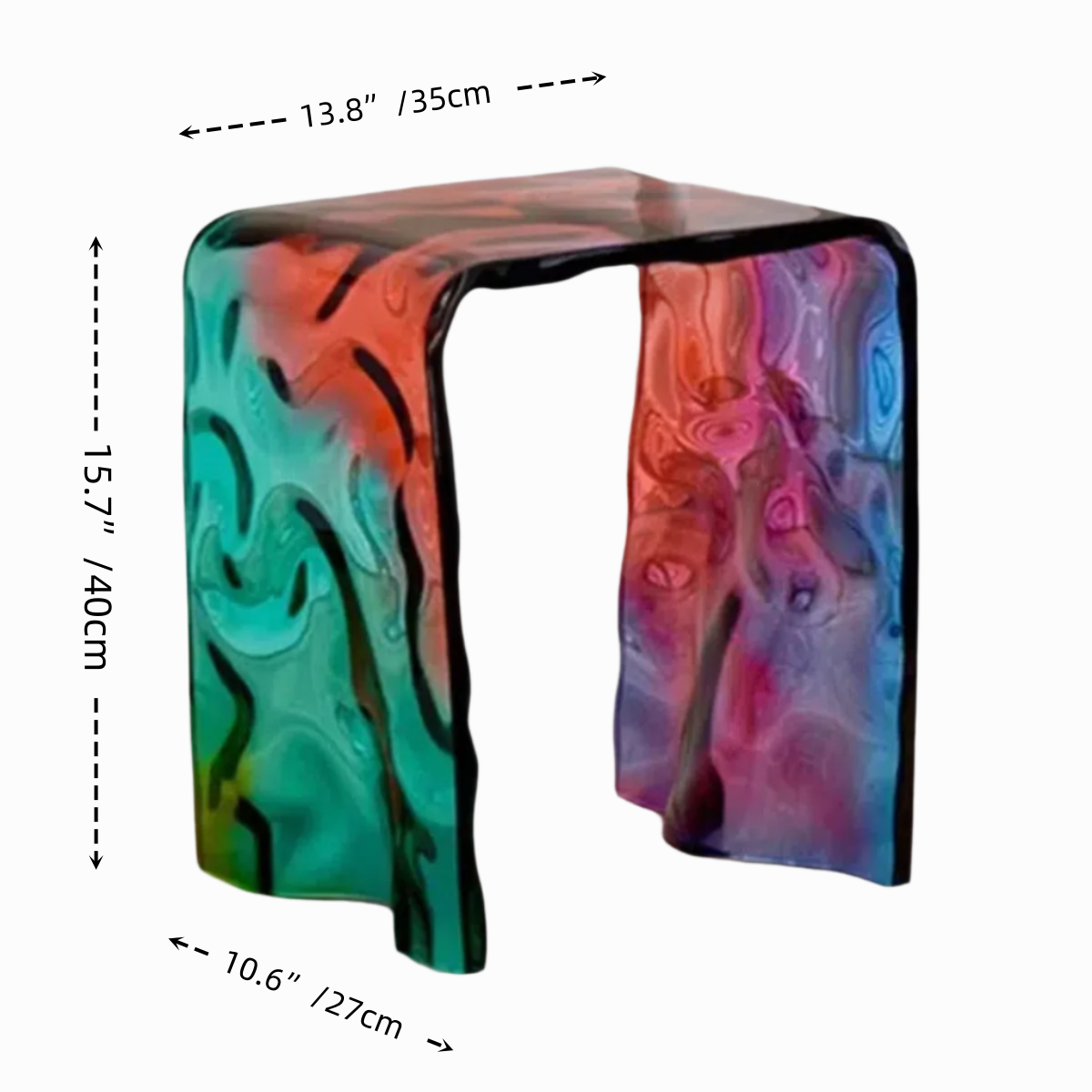 Wave-Pattern Acrylic Cube Stool