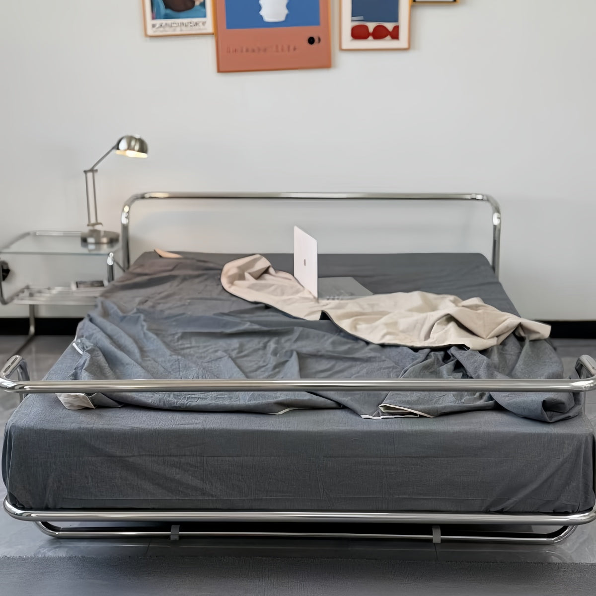 Minimalist Floating Stainless Steel Bed Frame
