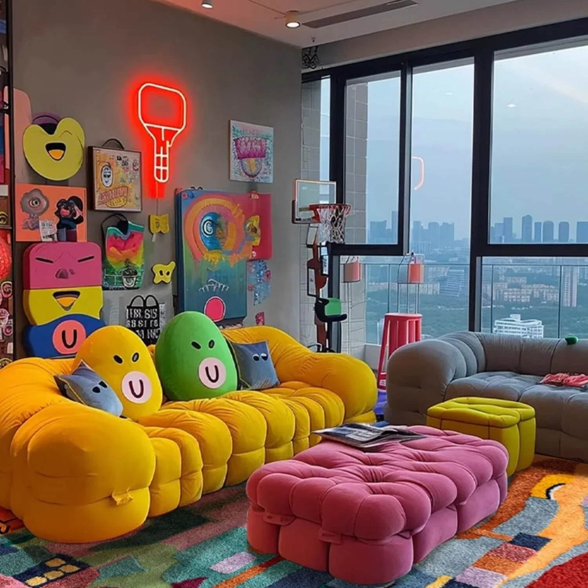Creative Colorful Skyscraper Rug