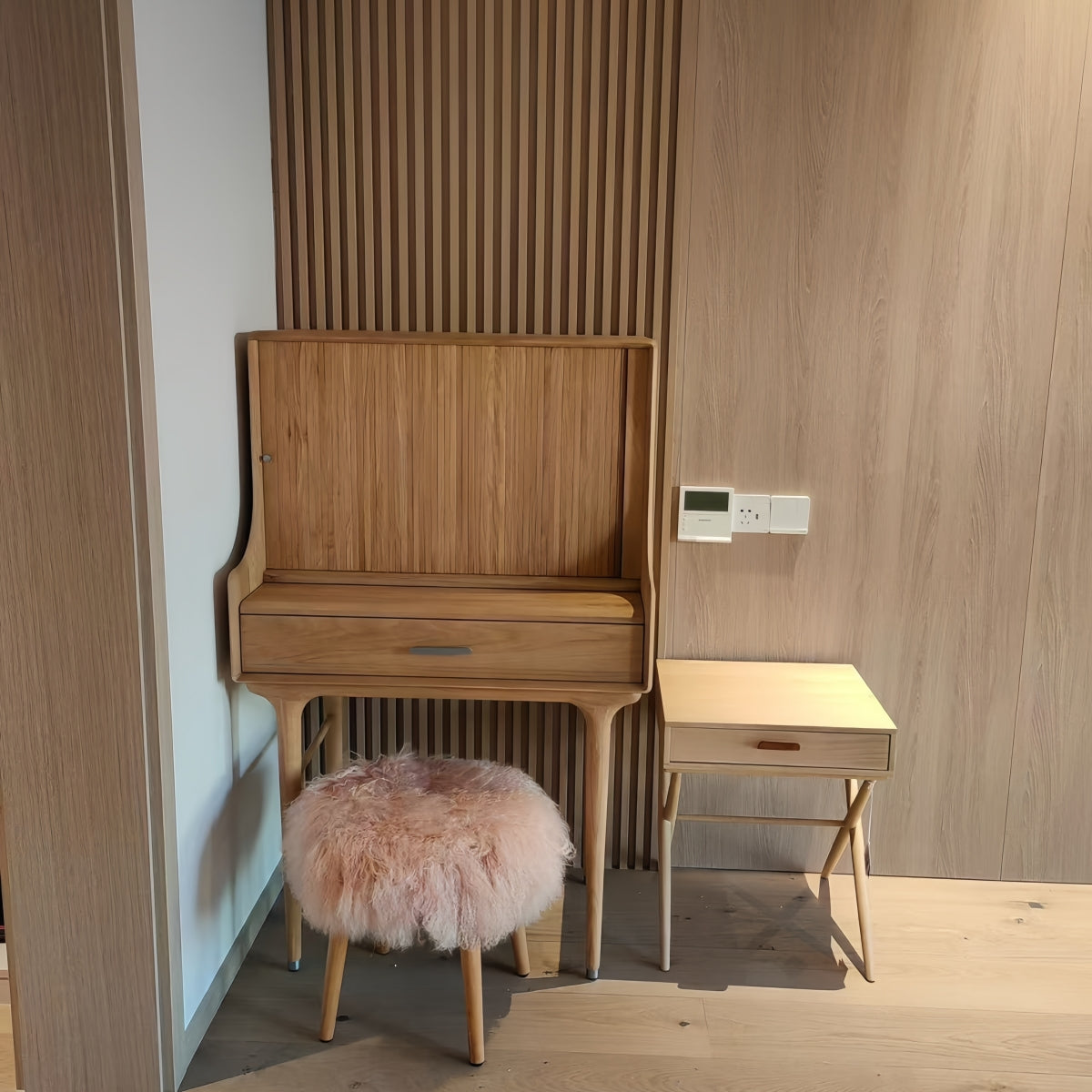 Pink Fluff Vanity Stool