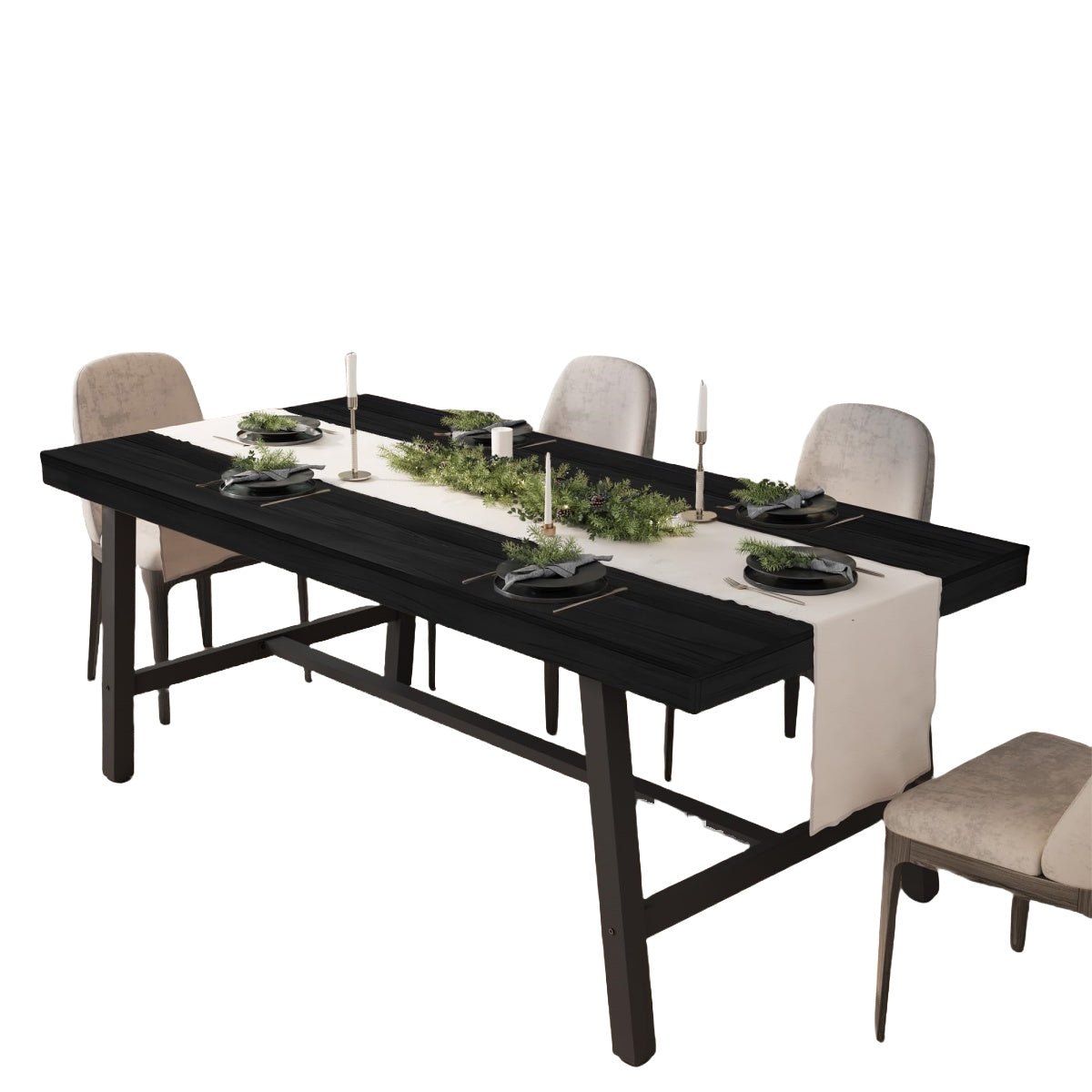 Black Industrial Dining Table|Spacious Dimensions