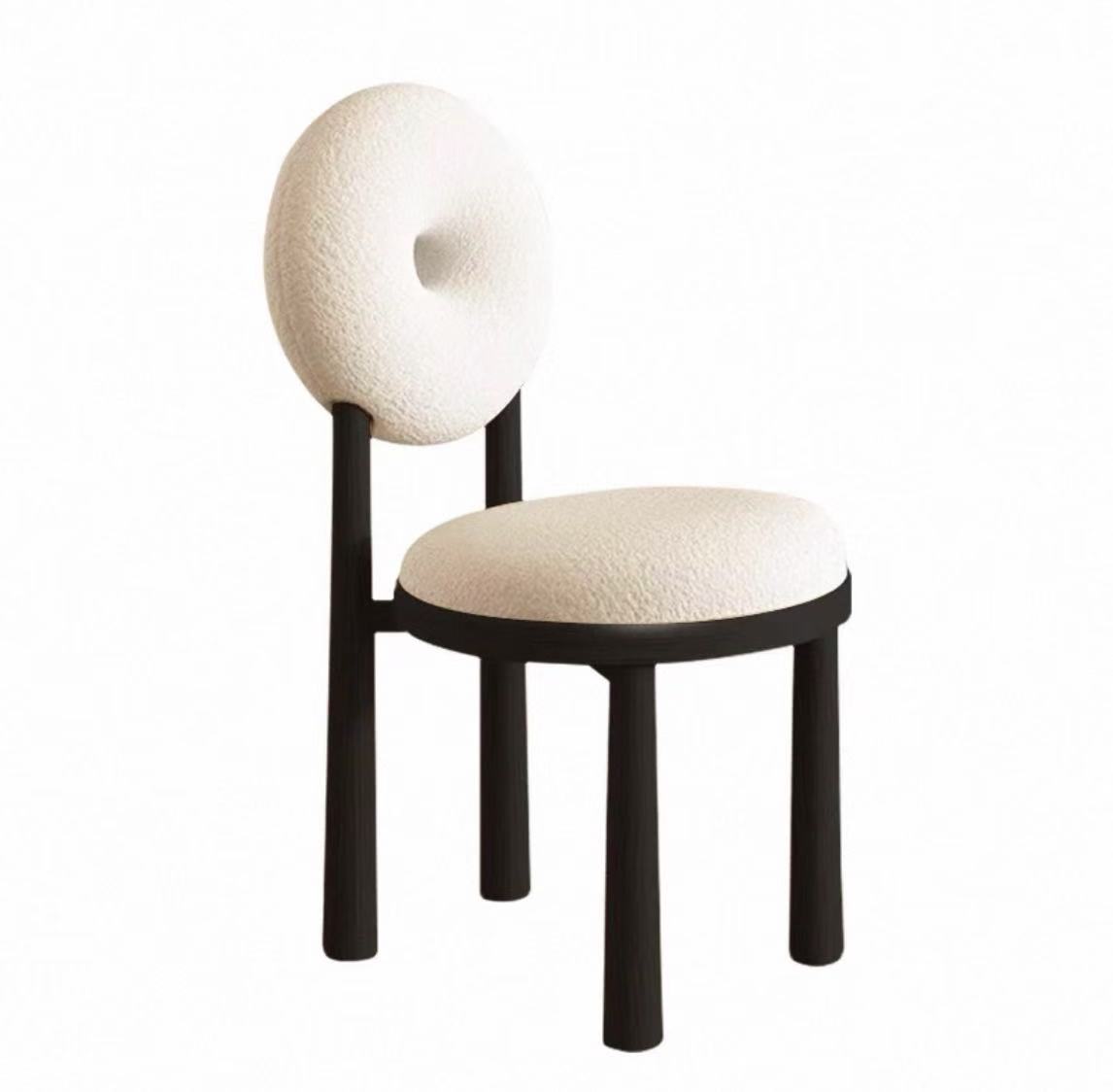 Black Nora Lux Lambswool Dining Chair|Ergonomic Curved Backrest