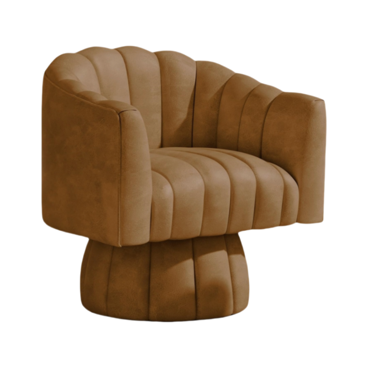 Brown Mid-Century Modern Swivel Barrel Chair|Stylish & Adaptable
