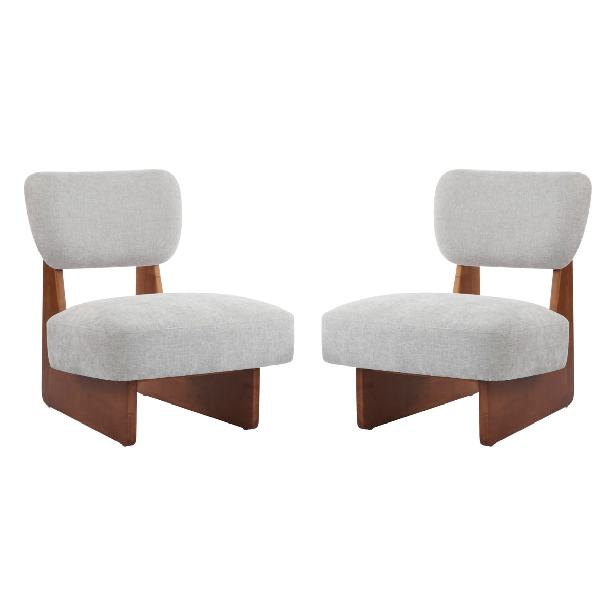 Brown Modern Armless Accent Chairs|Sleek Minimalist Design
