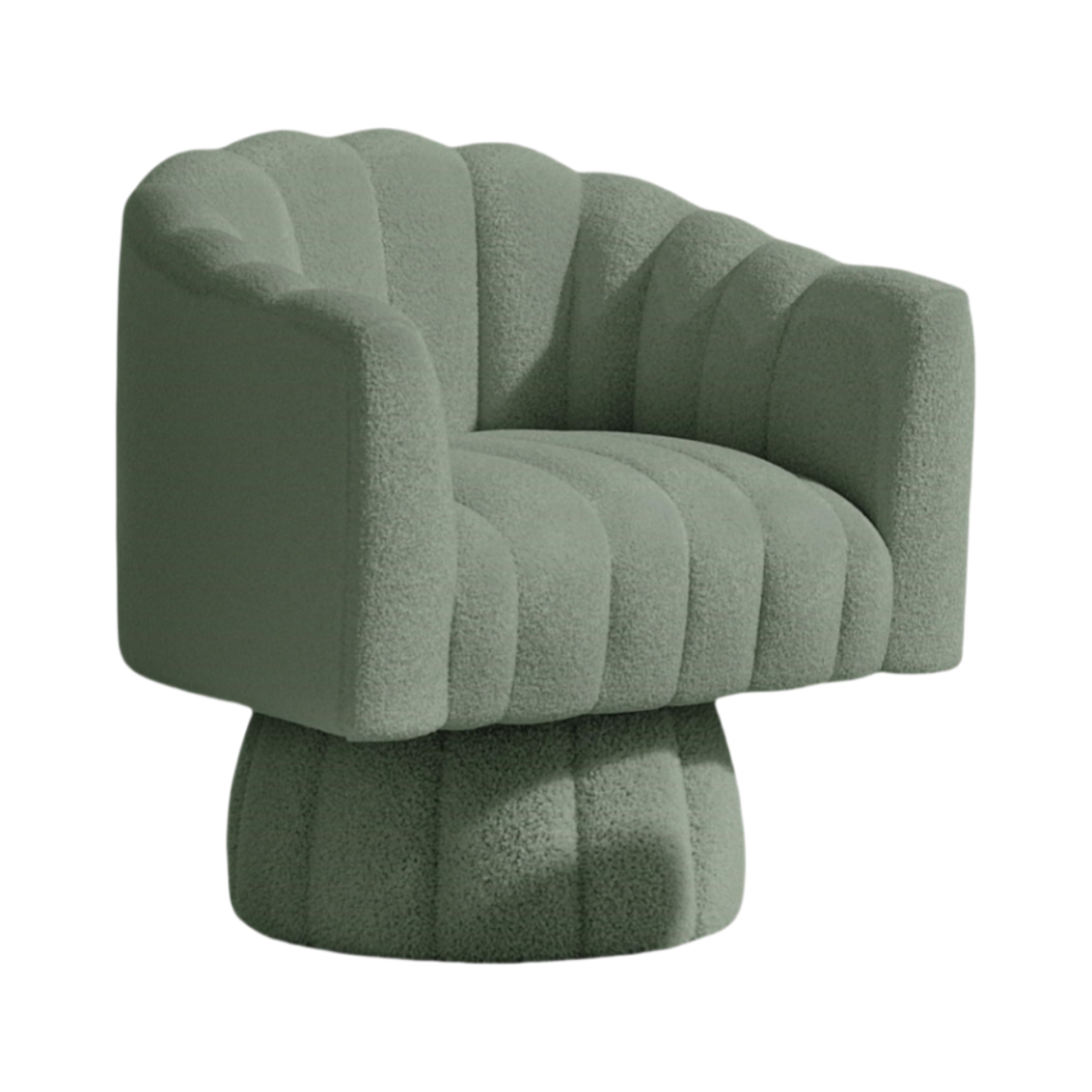 Green Mid-Century Modern Swivel Barrel Chair|Soft Velvet Upholstery