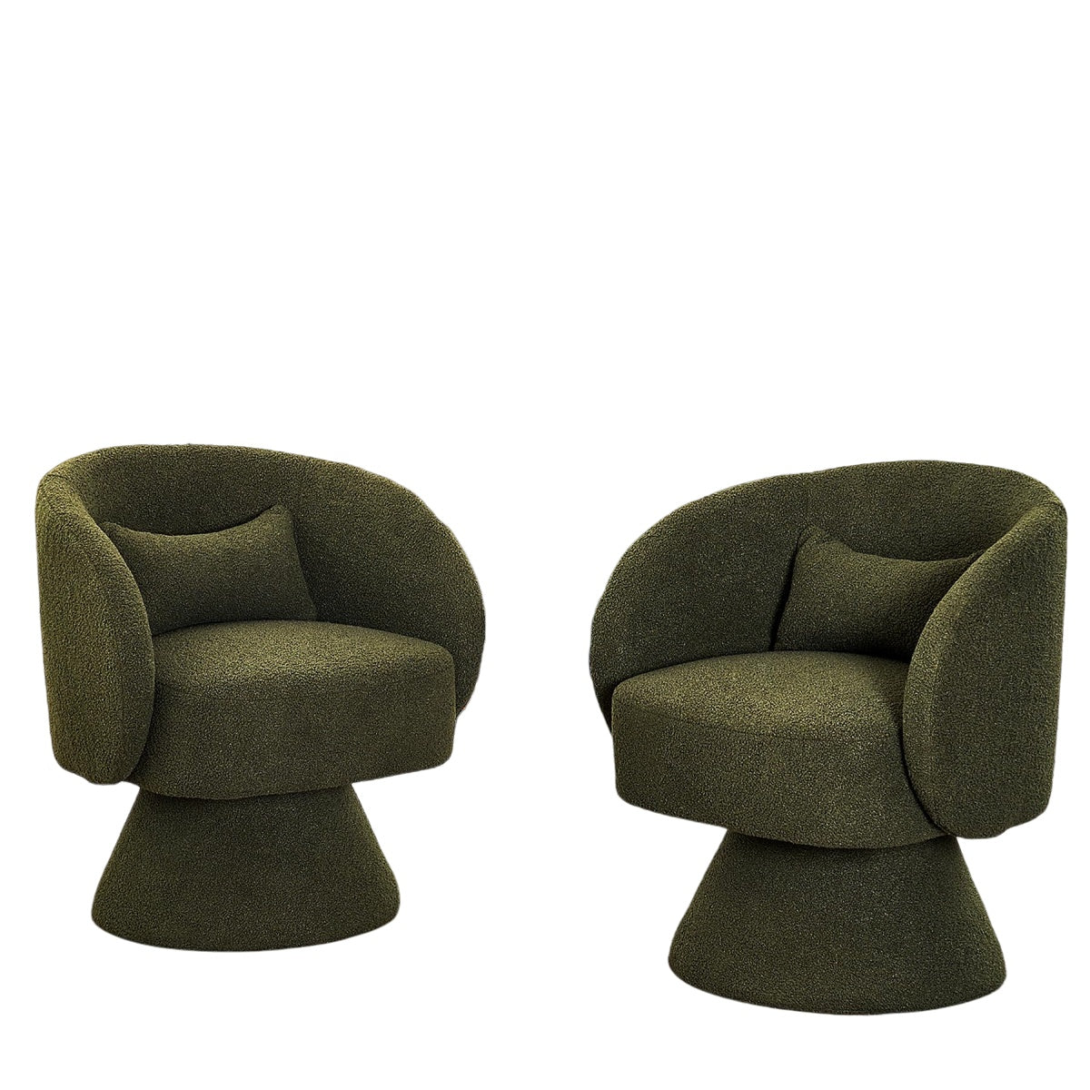 Green Modern Swivel Barrel Chairs|Supportive S-Shaped Spring
