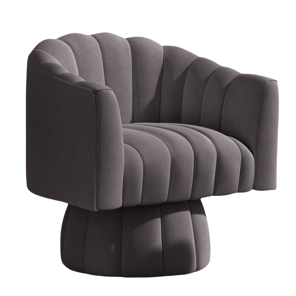 Grey Mid-Century Modern Swivel Barrel Chair|Ergonomic Design