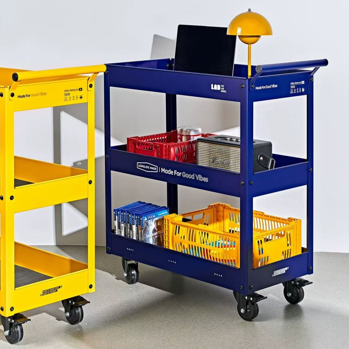 Industrial Rolling Cart with Wheels | Metal Storage Organizer Trolley | Aroomy