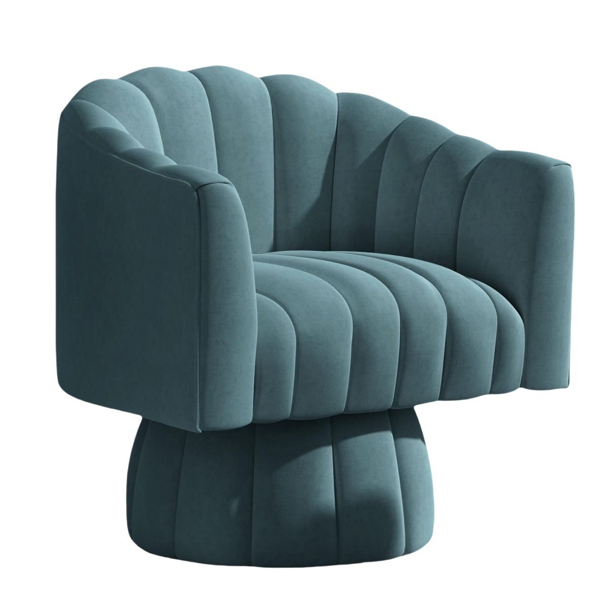 Light Blue Mid-Century_Modern_Swivel_Barrel_Chair|Easy Assembly