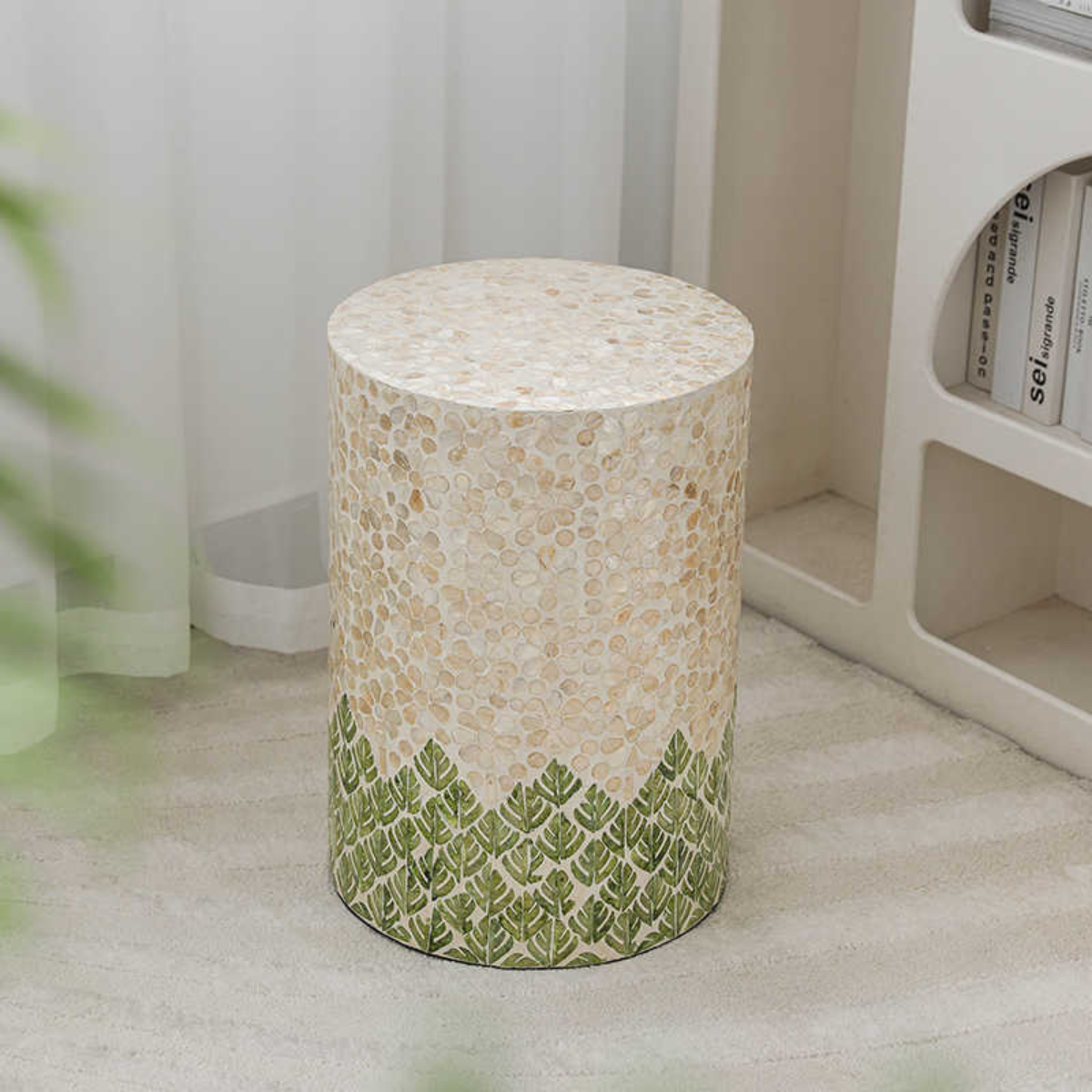Feather Leaf Colorful Shell Side Table