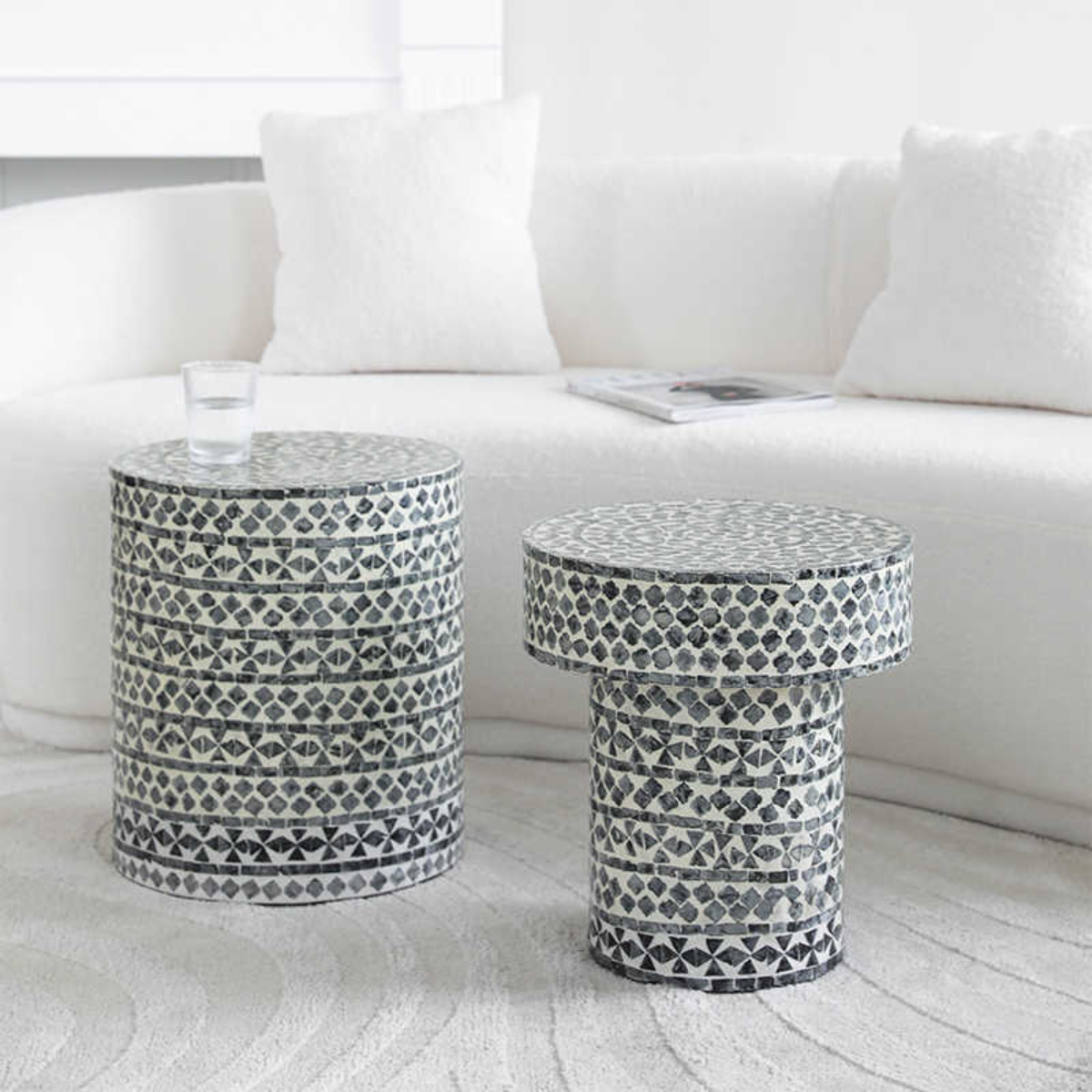 Natural Shell Elegant Accent Table Set