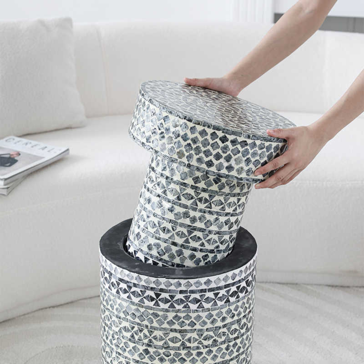 Natural Shell Elegant Accent Table Set