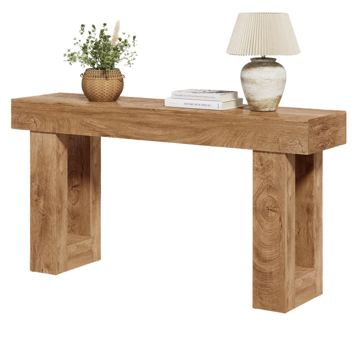 Oak Brown Rustic Industrial Oak Console Table|Rustic Charm