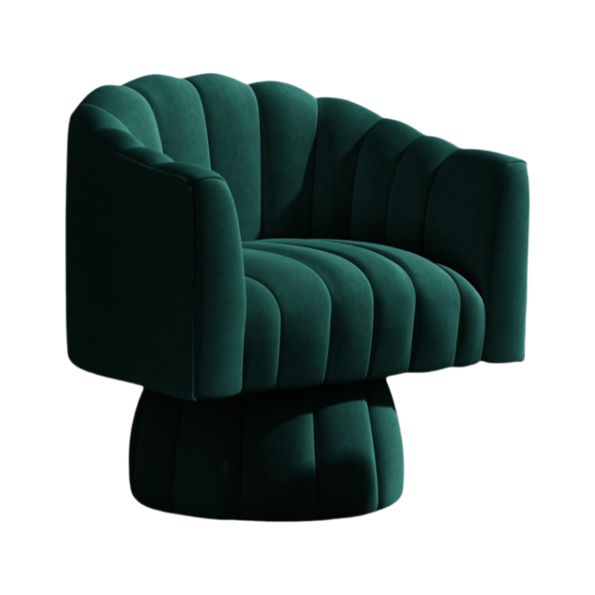 Peacock Green Mid-Century Modern Swivel Barrel Chair|