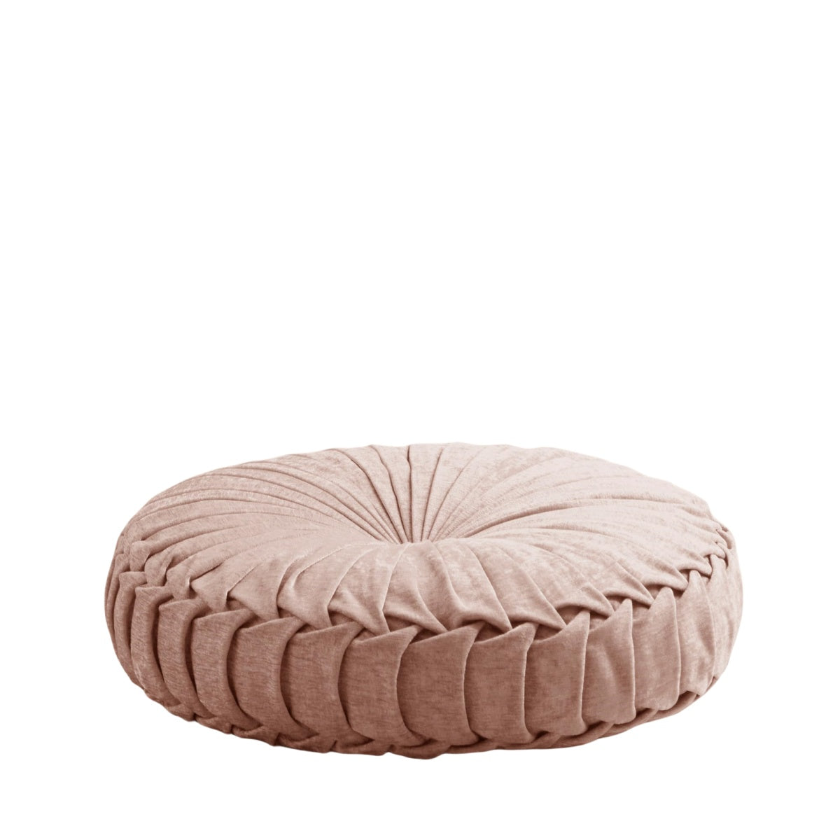 Pink Loretta_Chenille_Tufted_Round_Floor_Pillow|Ready to use out of the box—ships fully expanded, no fluffing required
