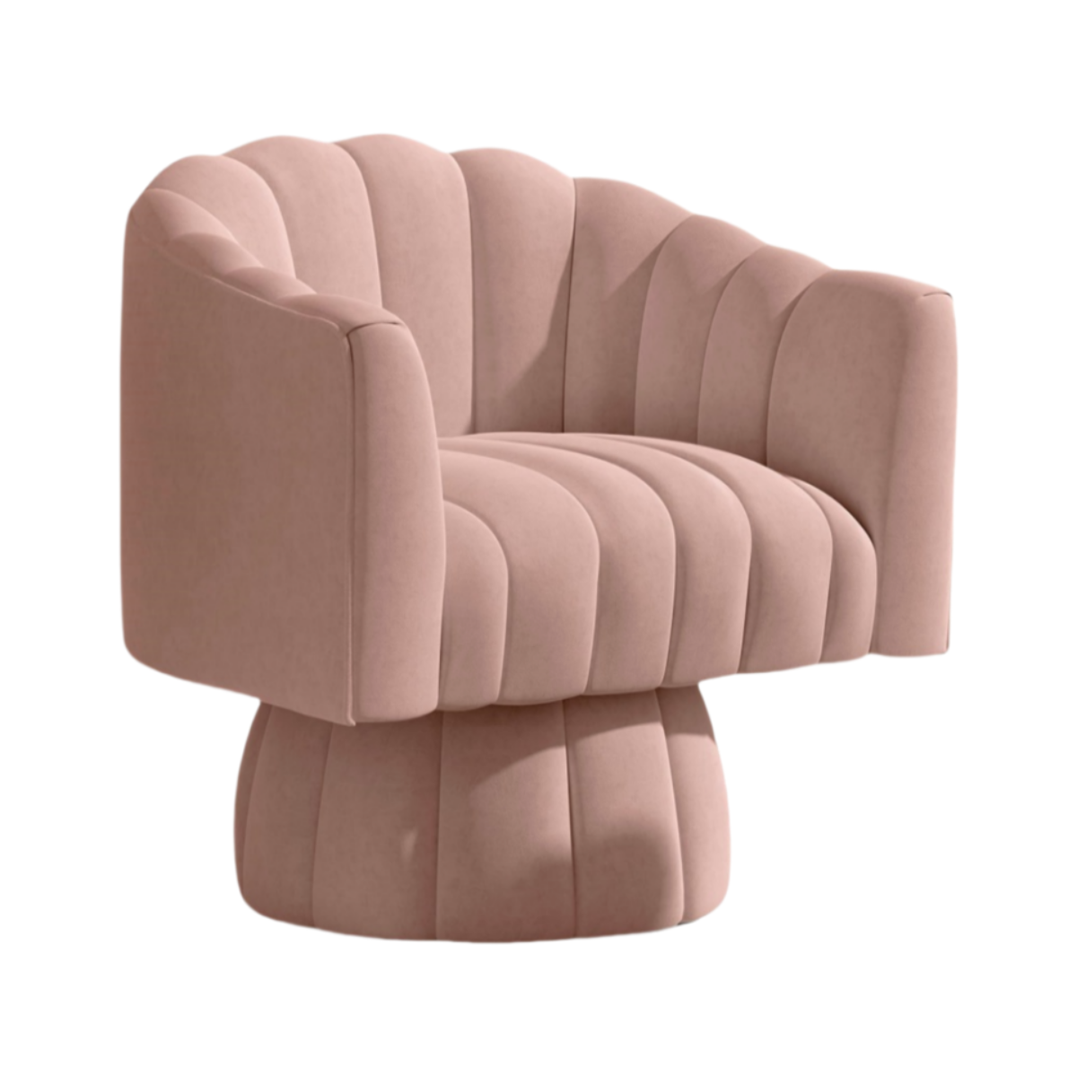 Pink Mid-Century_Modern_Swivel_Barrel_Chair|Compact & Versatile