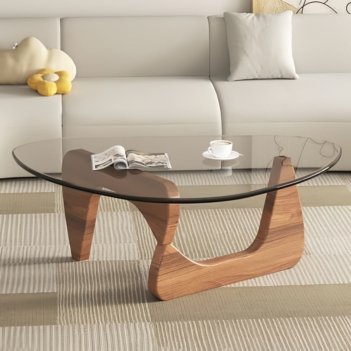 Triangular Modern Glass Coffee Table