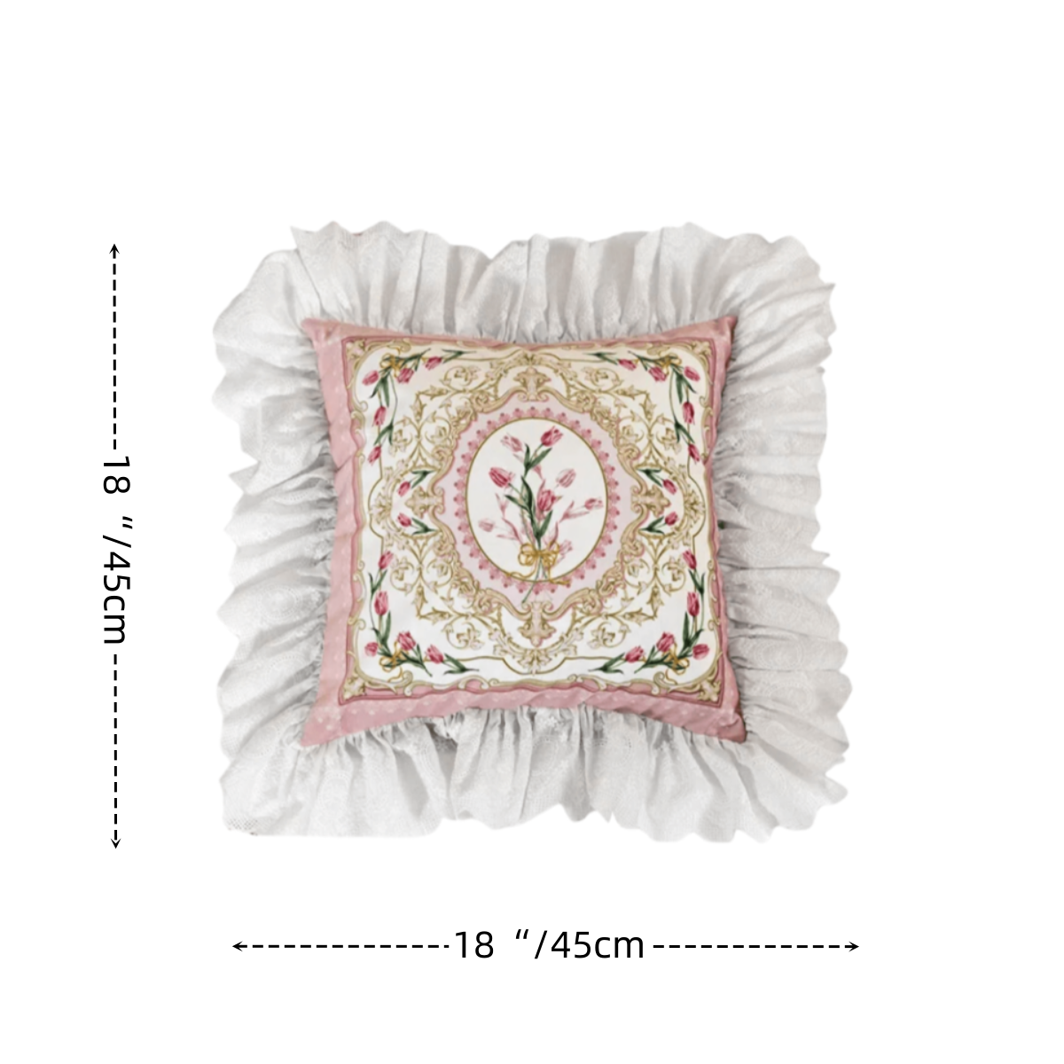 Powder Grace French Luxury Lace Throw Pillow
