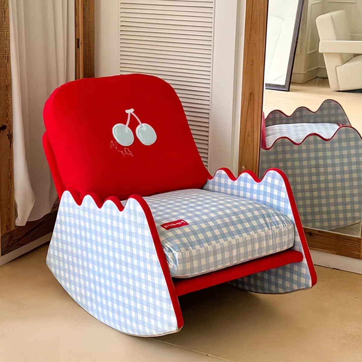 Classic Red Gingham Rocking Chair
