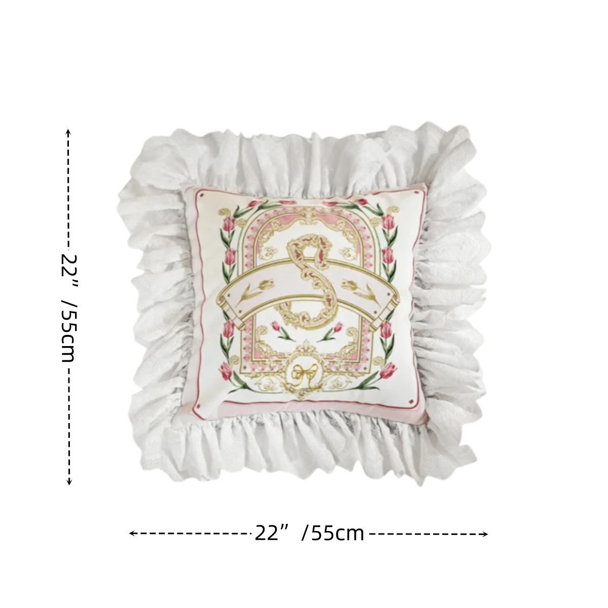 Powder Grace French Luxury Lace Throw Pillow