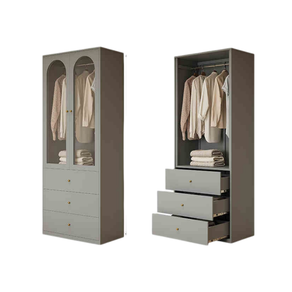 Vintage Louvered Steel Wardrobe with Drawer