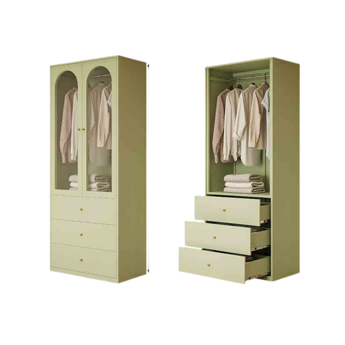 Vintage Louvered Steel Wardrobe with Drawer