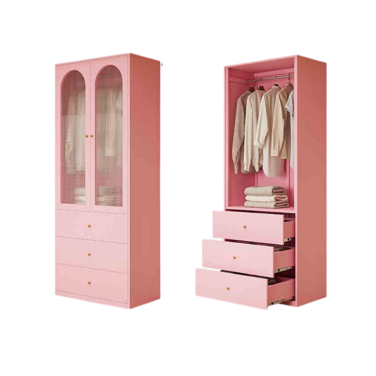 Vintage Louvered Steel Wardrobe with Drawer