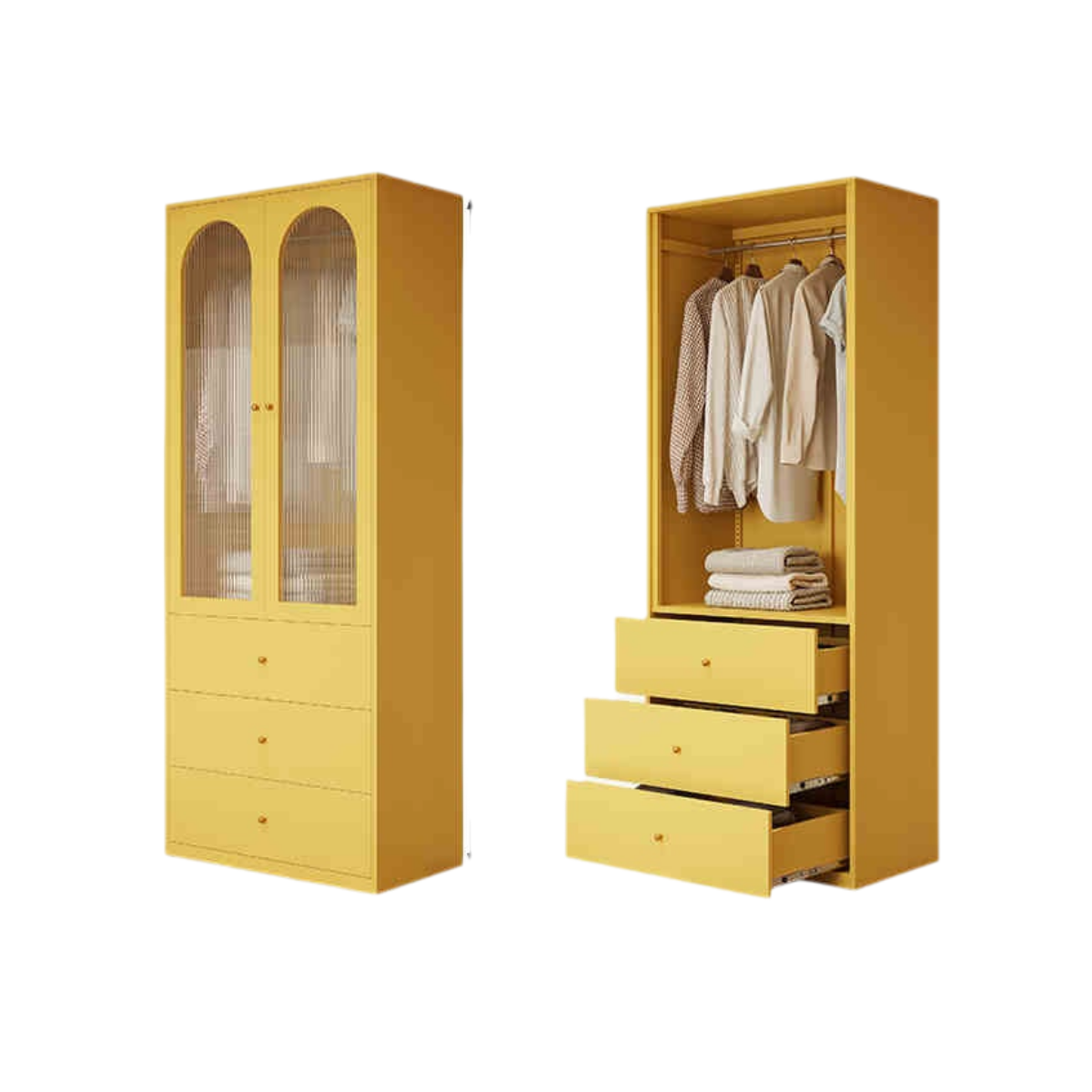 Vintage Louvered Steel Wardrobe with Drawer