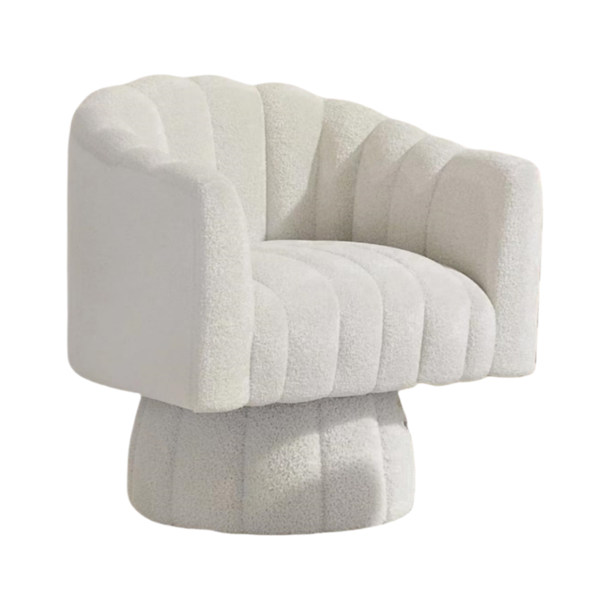 White Mid-Century Modern Swivel Barrel Chair|Compact & Versatile