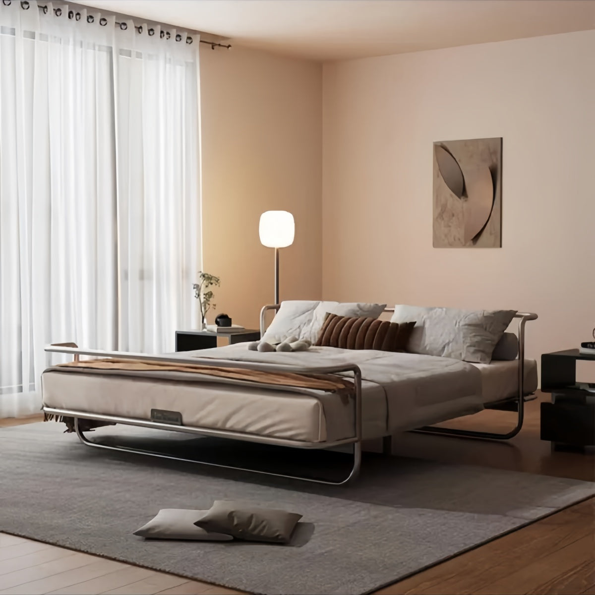 Minimalist Floating Stainless Steel Bed Frame