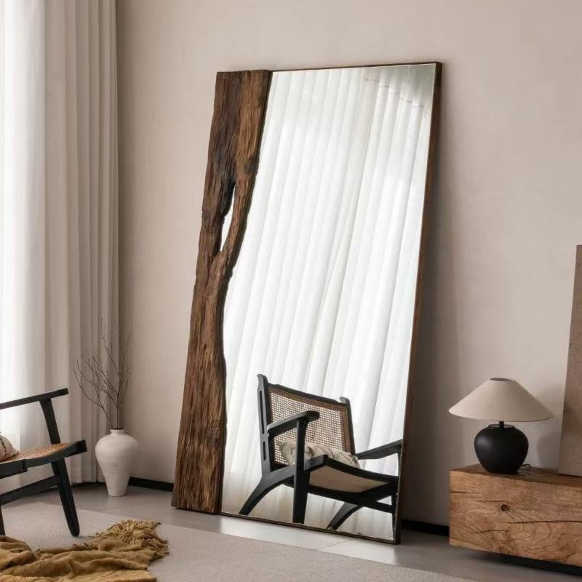 Wabi-Sabi Solid Wood Floor Mirror