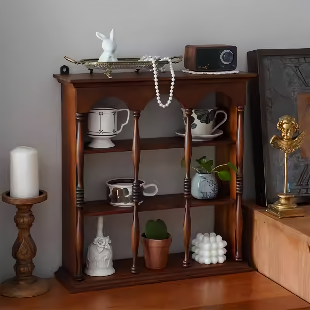 Roman Arch Vintage Solid Wood Wall-Mounted Mug Rack