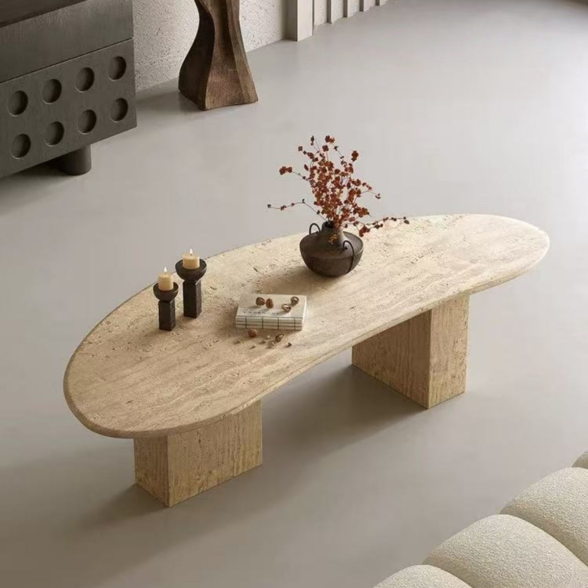 Aristea Travertine Geometric Coffee Table