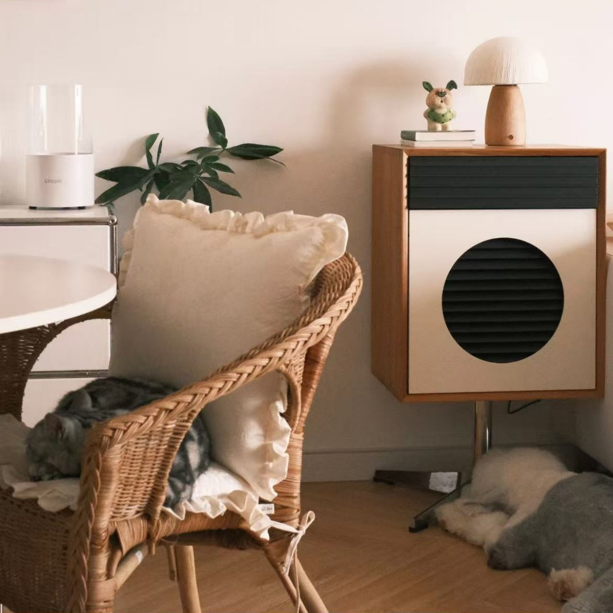 Bauhaus Mid-Century Solid Wood Side Cabinet