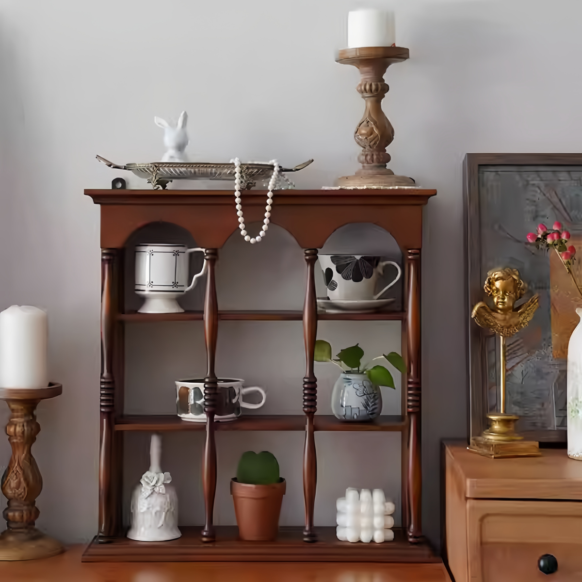 Roman Arch Vintage Solid Wood Wall-Mounted Mug Rack