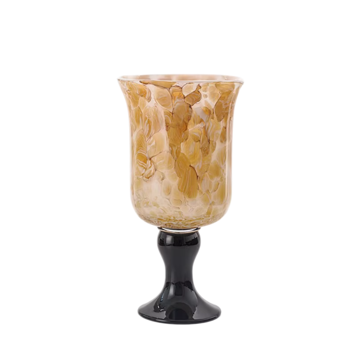 decorative vintage glass vase on table with flowers