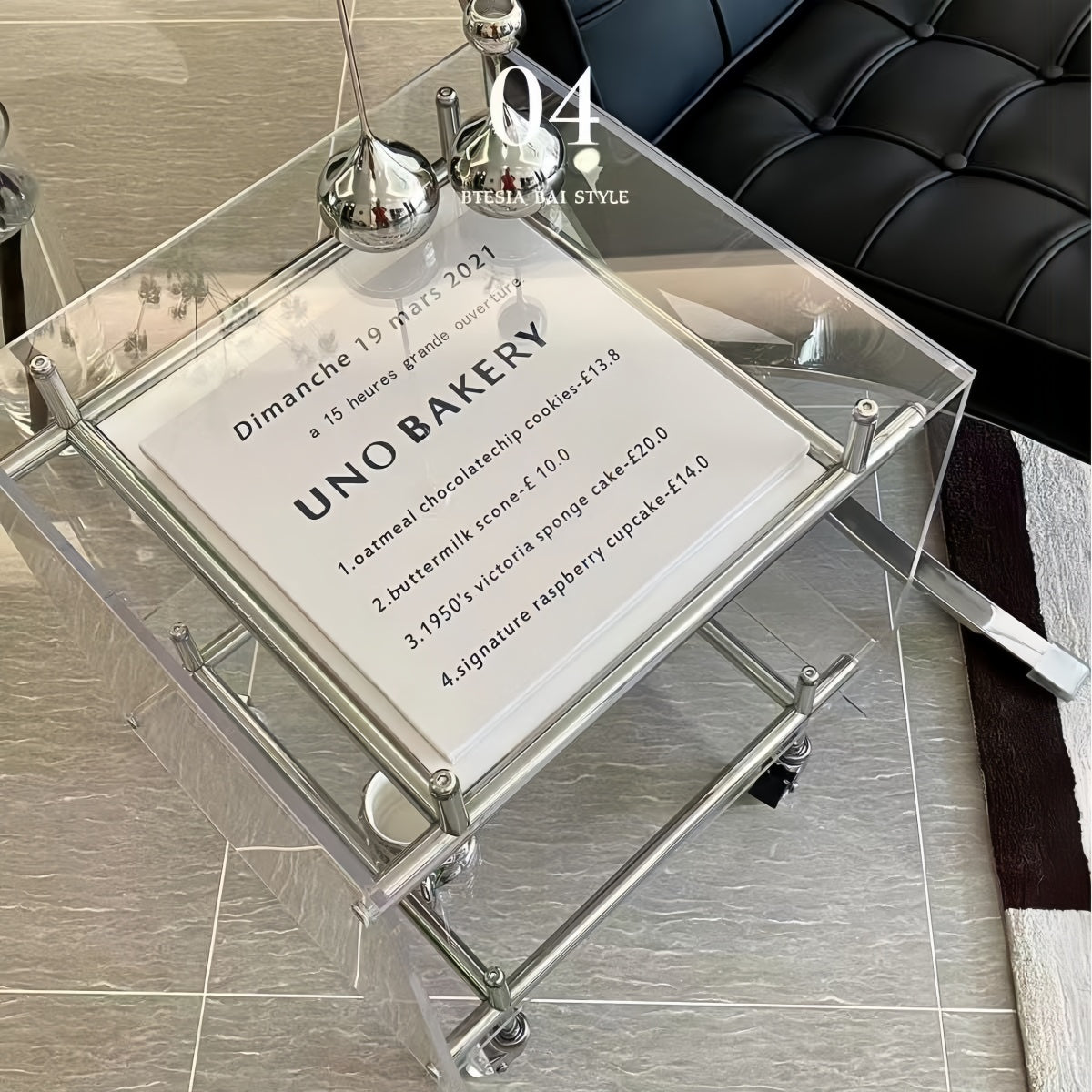 minimalist acrylic side table for bedroom or office