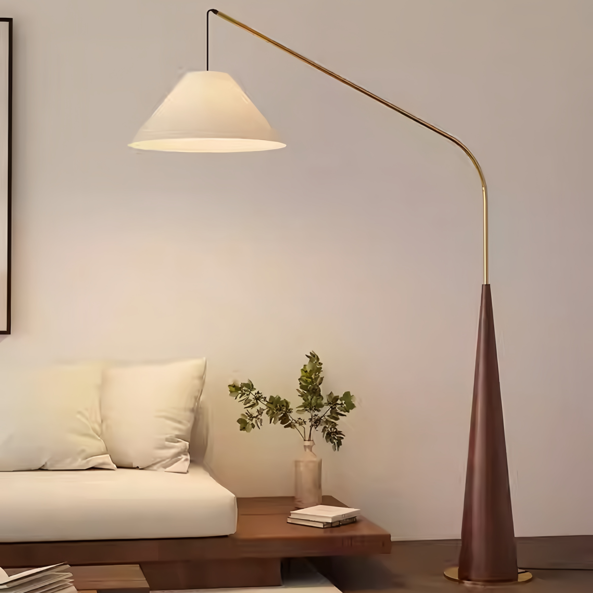 designer curved floor lamp for living room ambient lighting