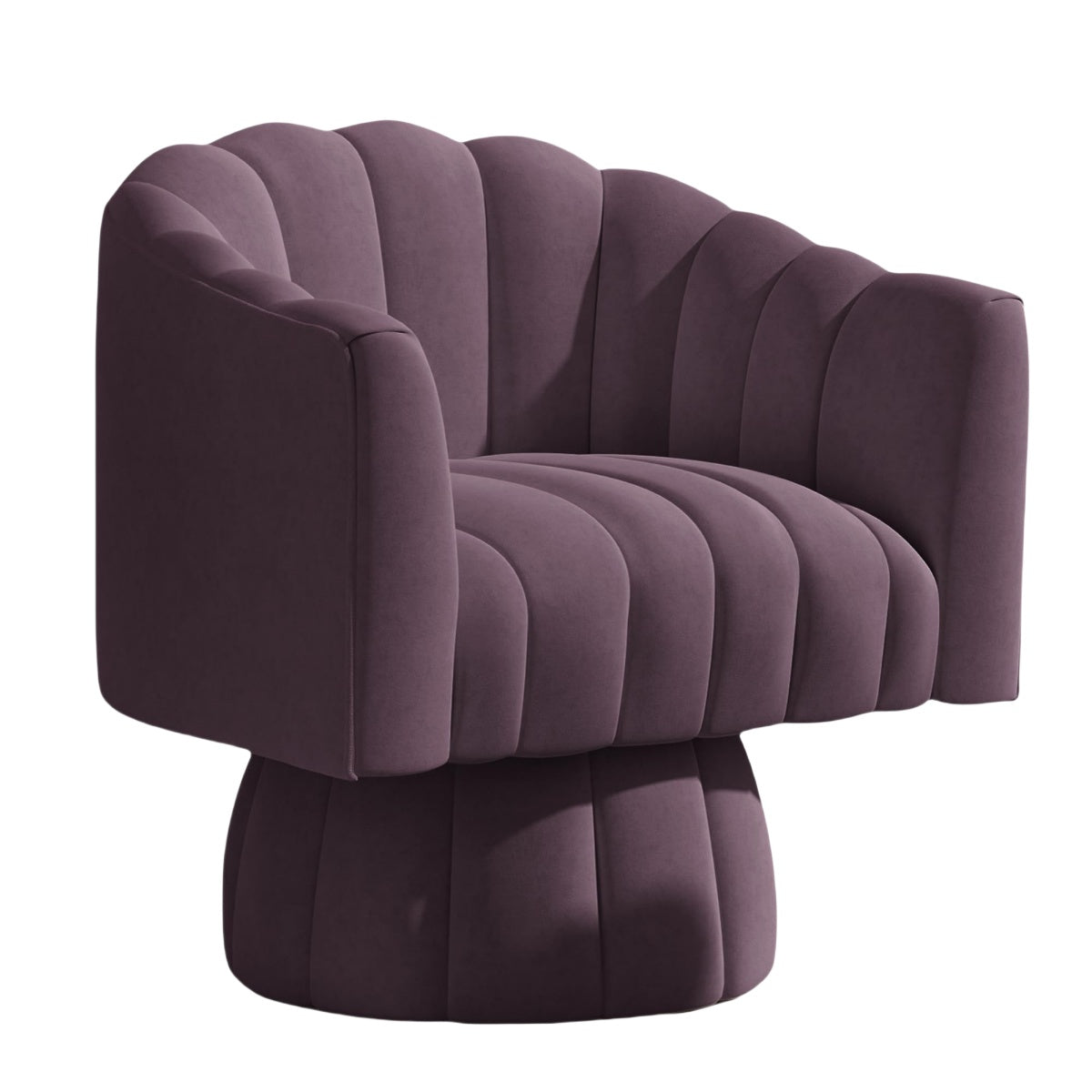 purple Mid-Century Modern Swivel Barrel Chair|Compact & Versatile