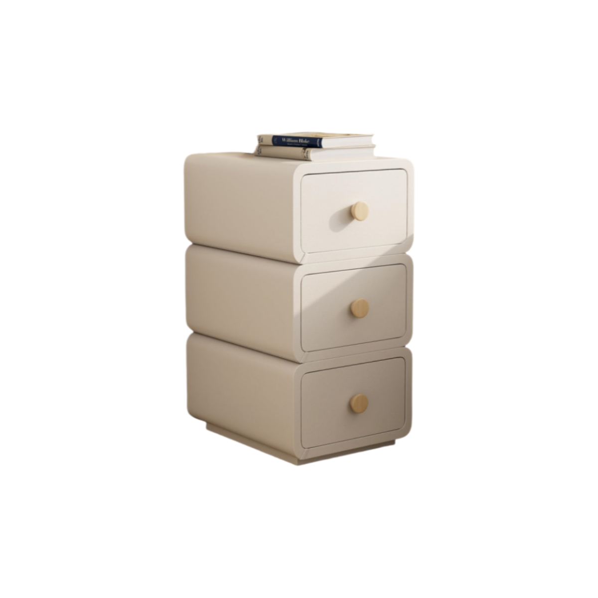Slim White Nightstand with Drawers