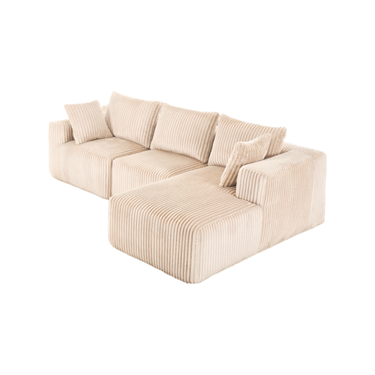 Beige Corduroy Modular Lazy Sofa