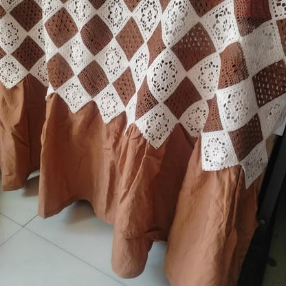 Rustic Boho Crochet Short Curtain