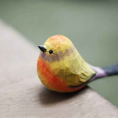 Hand-Carved Wooden Bird Figurine
