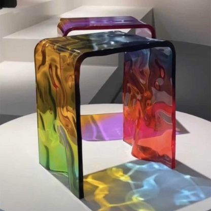 Wave-Pattern Acrylic Cube Stool
