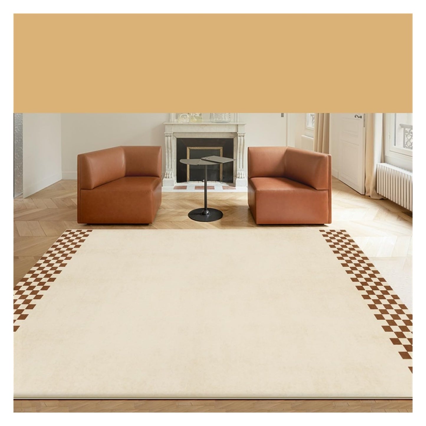 Checkerboard retro rug (beige)