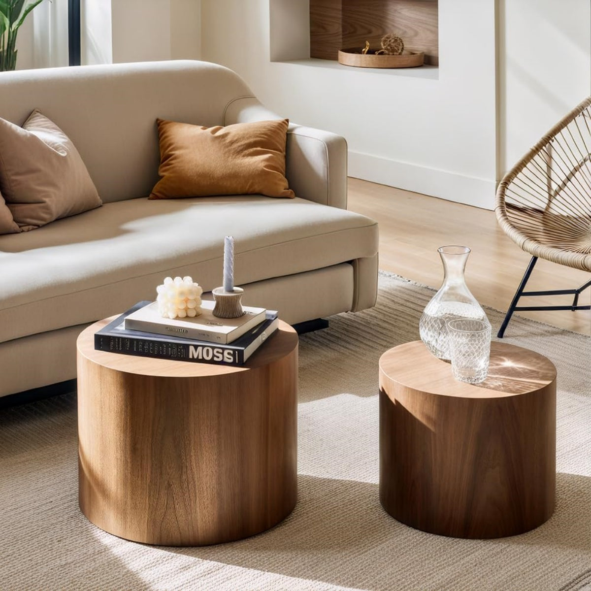 Modern Nesting Drum Coffee Table Set
