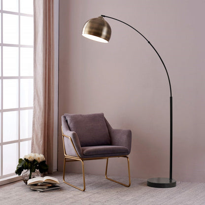 Arquer Faux Marble & Brass Arc Floor Lamp