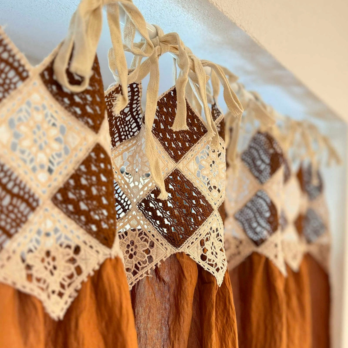 Rustic Boho Crochet Short Curtain