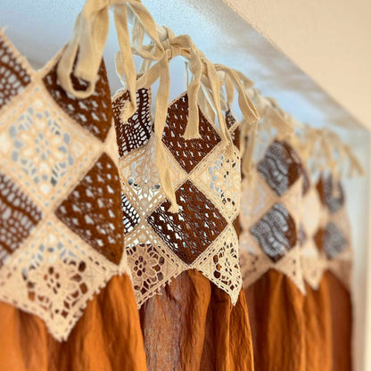 Rustic Boho Crochet Short Curtain