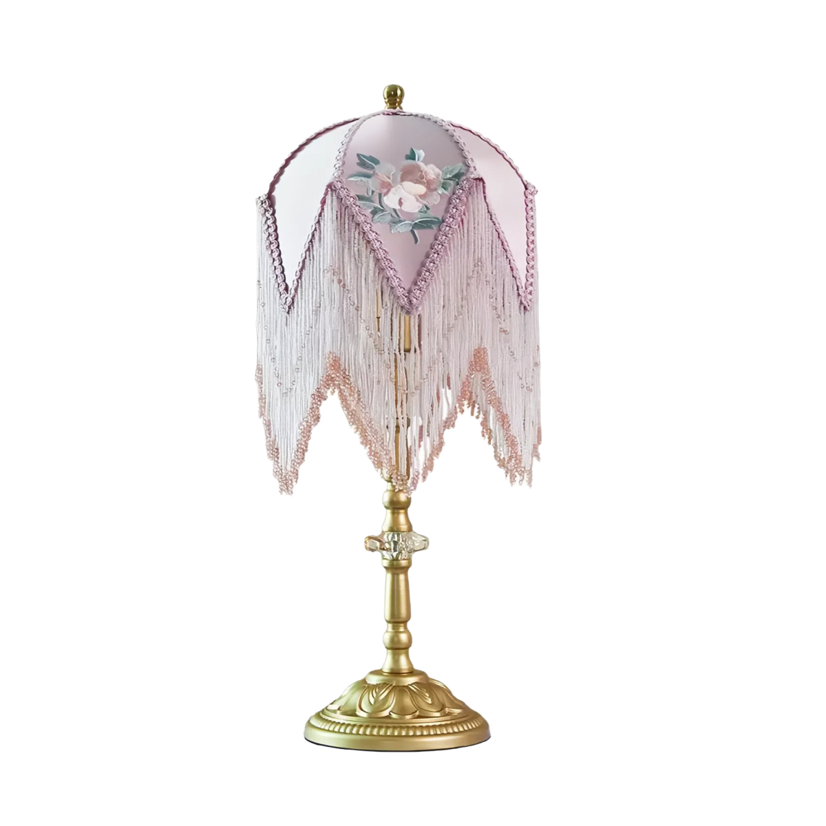vintage floral tassel table lamp